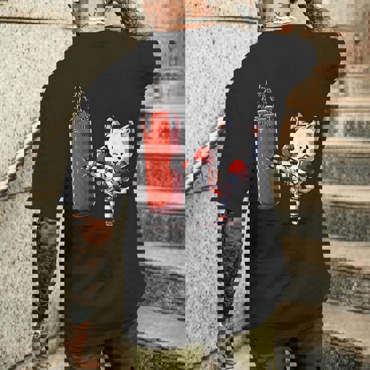 ムエタイ猫、キックボクシング メンズTシャツ バックプリント 彼への贈り物