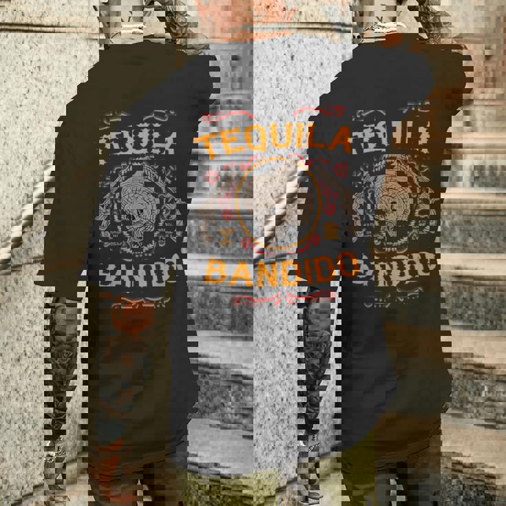 メキシカンスカル テキーラ バンディト クール スケルトン チャロ ギフトアイデア メンズTシャツ バックプリント 彼への贈り物