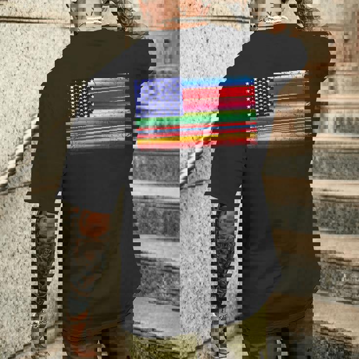 メキシコ アメリカ 国旗 アメリカ セラペ シンコ デ マヨ パーティー メンズTシャツ バックプリント 彼への贈り物