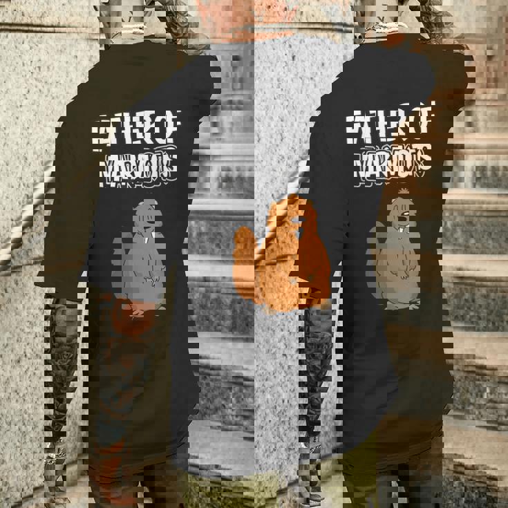 メンズ・ボーイズ・マーモット・パパ 父の日 マーモットの父 メンズTシャツ バックプリント 彼への贈り物