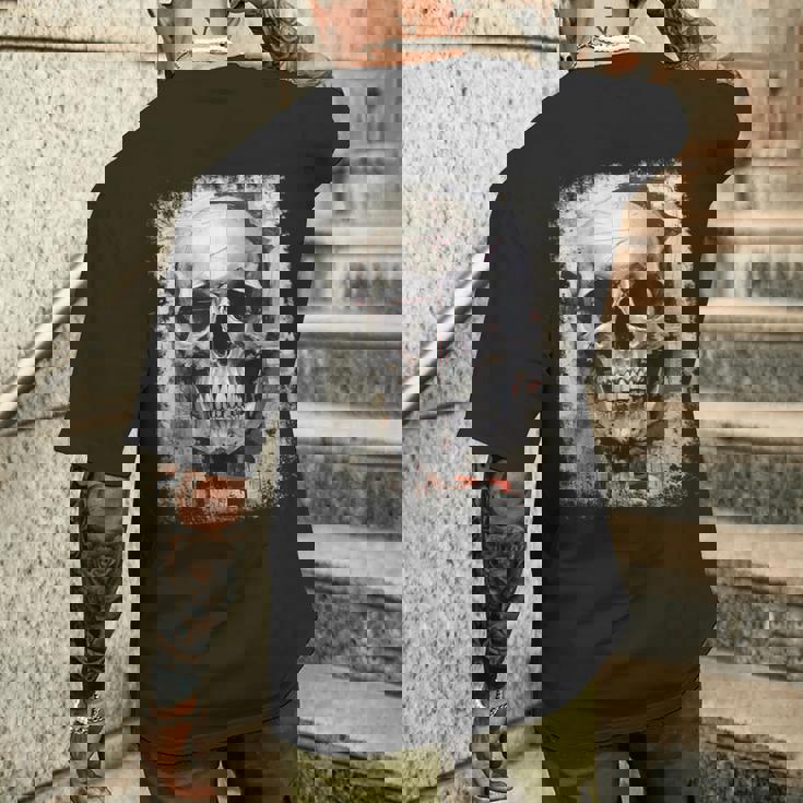 モダンなヒップホップ、レトロ、ヴィンテージ、エッジの効いた Y2k Hip Hop アーバン ストリートウェア、スカル メンズTシャツ バックプリント 彼への贈り物