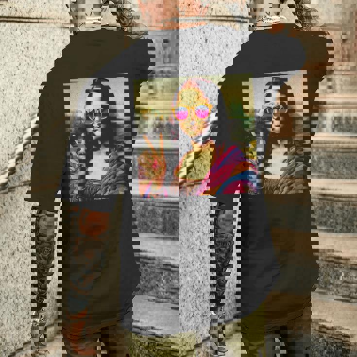 モナリザvサイン メンズTシャツ バックプリント 彼への贈り物