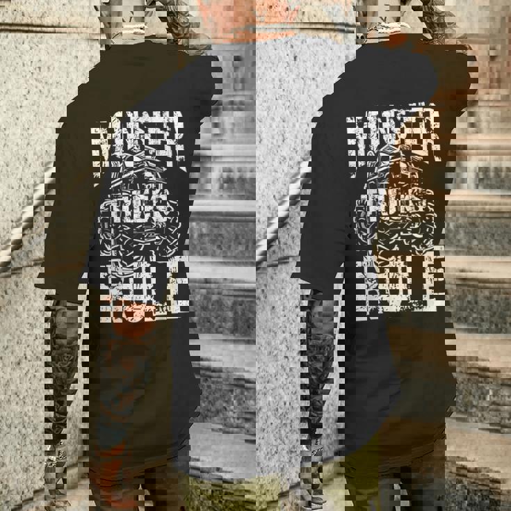 モンスタートラックルールジャムモンスタートラックボーイズ メンズTシャツ バックプリント 彼への贈り物