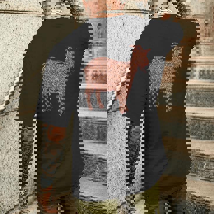 ヤギ動物コーヒー豆 メンズTシャツ バックプリント 彼への贈り物