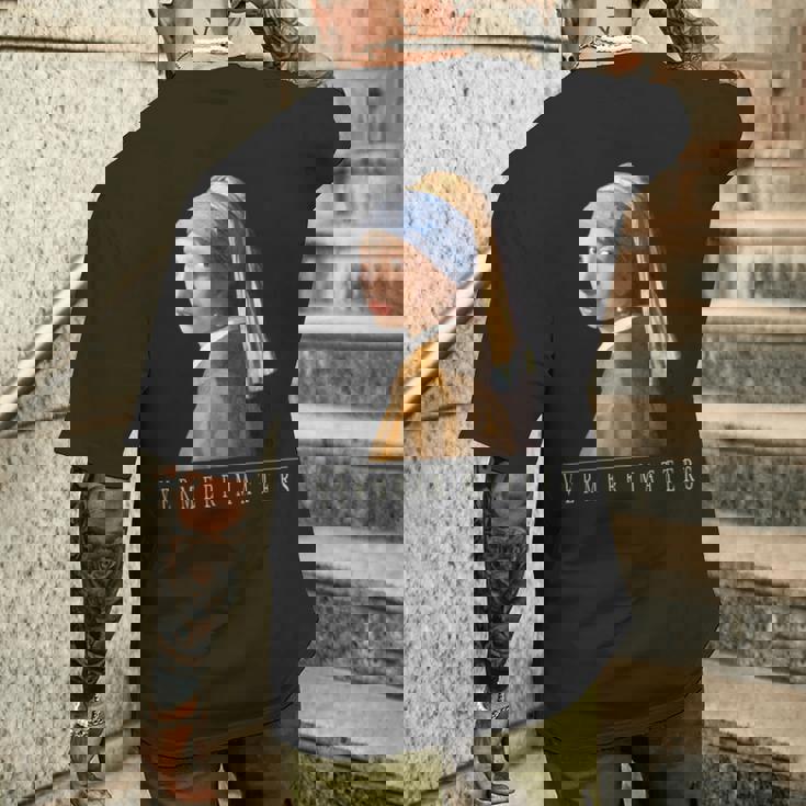 ヤン・フェルメール オランダの画家 真珠の耳飾りの少女 メンズTシャツ バックプリント 彼への贈り物