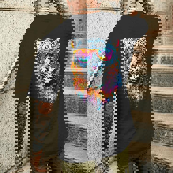 ユキヒョウ パンサー 大型ネコ科動物 ユキヒョウ メンズTシャツ バックプリント 彼への贈り物