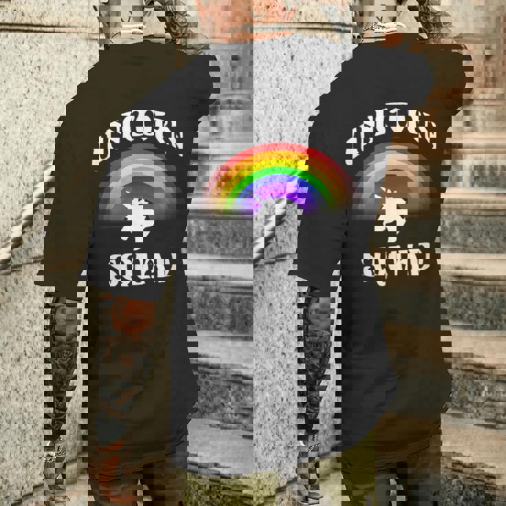 ユニコーン分隊チームユニコーンアパレルかわいいユニコーン恋人ギフト メンズTシャツ バックプリント 彼への贈り物