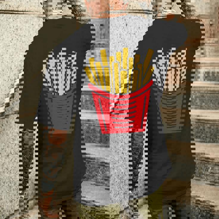 ユーモア 小さなミニマリスト シンプルなフライドポテト フライドポテト メンズTシャツ バックプリント 彼への贈り物