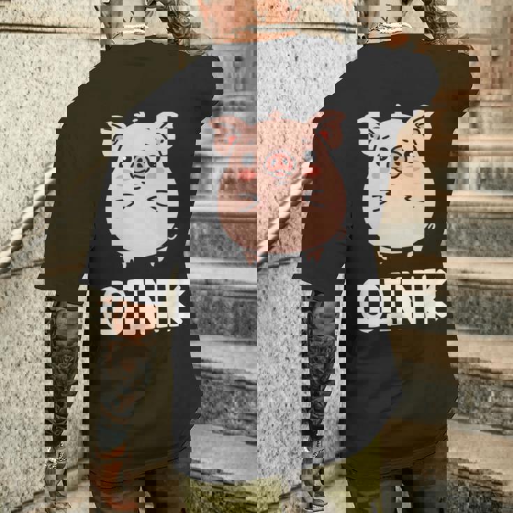 ユーモア豚 ミニマリスト かわいい 面白い豚 長袖tシャツ メンズTシャツ バックプリント 彼への贈り物