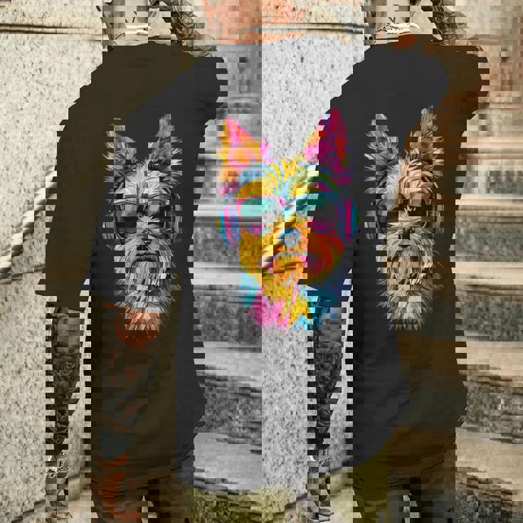 ヨークシャーテリア サングラス 愛犬家 スウィートヨーキー メンズTシャツ バックプリント 彼への贈り物