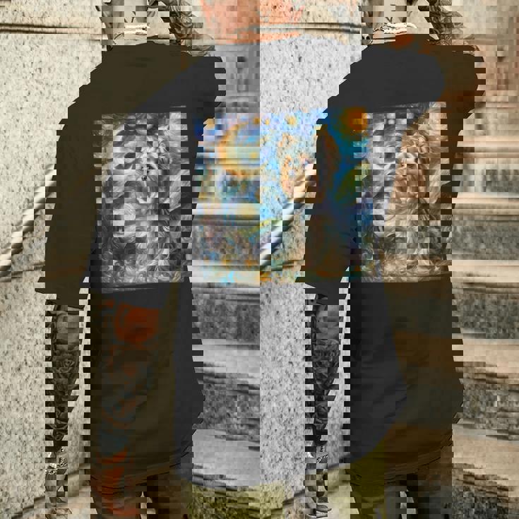 ヨークシャーテリア 星月夜シャツ ヴィンセント・ヴァン・ゴッホ ヨーキー メンズTシャツ バックプリント 彼への贈り物