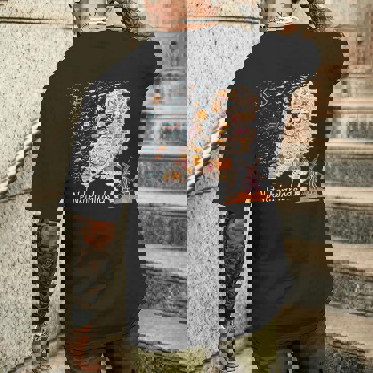 ヨーロッパ オランダ 地図 オランダ アムステルダム バケーション お土産 メンズTシャツ バックプリント 彼への贈り物