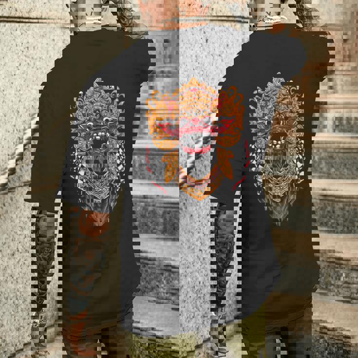 ライオンダンスヘッド 中国の新年 グリーンスネークイヤー メンズTシャツ バックプリント 彼への贈り物