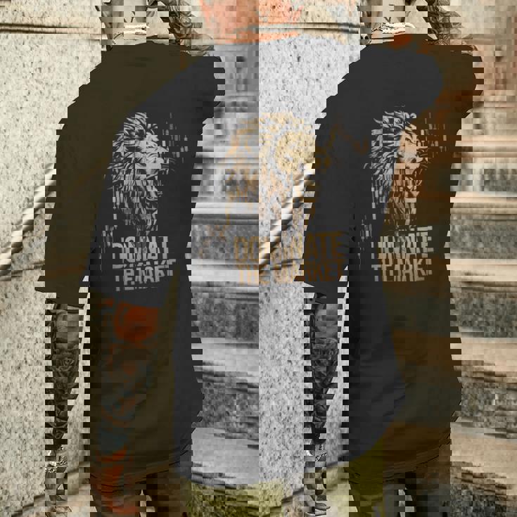 ライオントレーダーが市場を支配するローソク足チャートトレーダー メンズTシャツ バックプリント 彼への贈り物