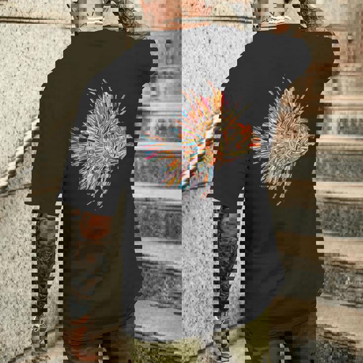 ライオンフィッシュ 動物 グラフィック アートワーク ライオンフィッシュ メンズTシャツ バックプリント 彼への贈り物