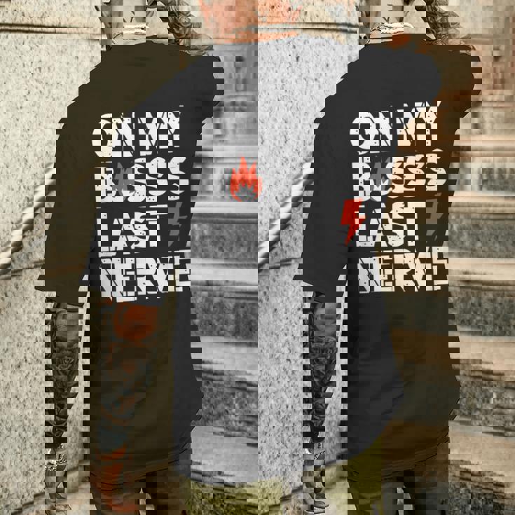 ライトニングボルトでボスの最後の神経質について メンズTシャツ バックプリント 彼への贈り物