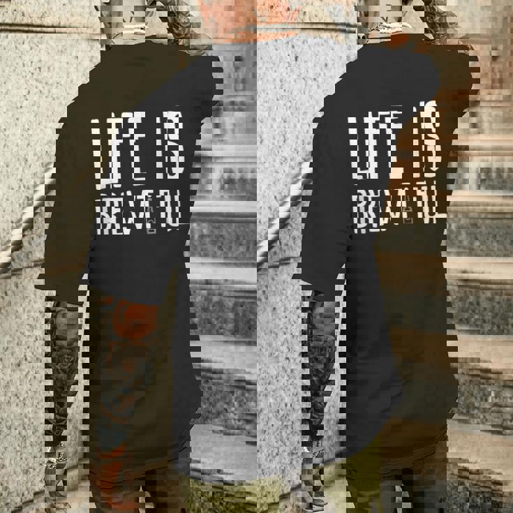 ライフ・イズ・ブルーティフル・ビューティフル・ドリンク・パーティーおもしろい飲みビール メンズTシャツ バックプリント 彼への贈り物