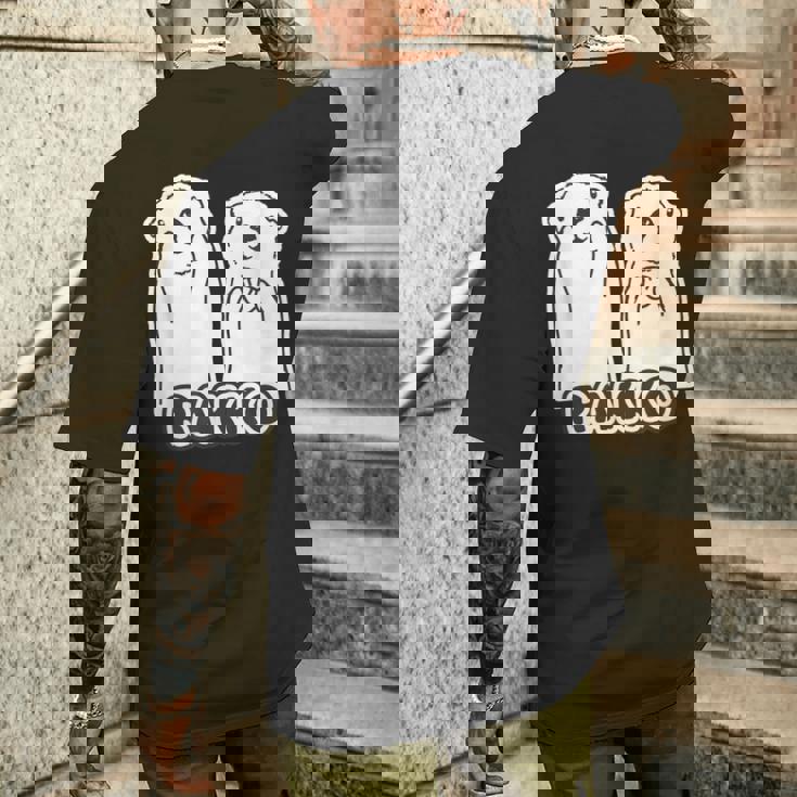 ラッコ《ともだち・かい と かお》2匹 シンプル イラスト【どうぶつフレンズ】動物 ゆるくて かわいい キャラクター メンズTシャツ バックプリント 彼への贈り物