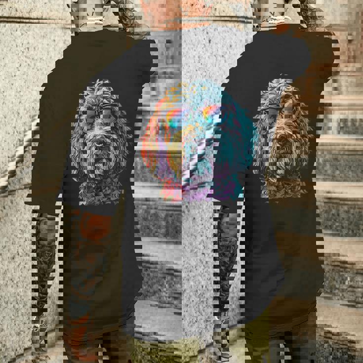 ラブラドゥードル・ドゥードル・ママ 犬 犬のママ 毛皮の友達 メンズTシャツ バックプリント 彼への贈り物