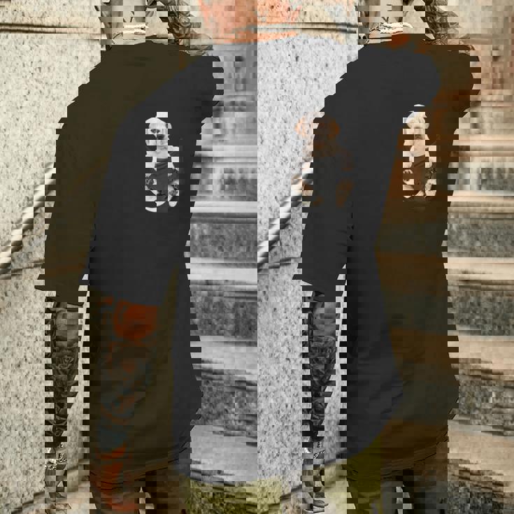 ラブラドール愛好家のためのポケットに入った面白いラブラドールレトリーバー メンズTシャツ バックプリント 彼への贈り物