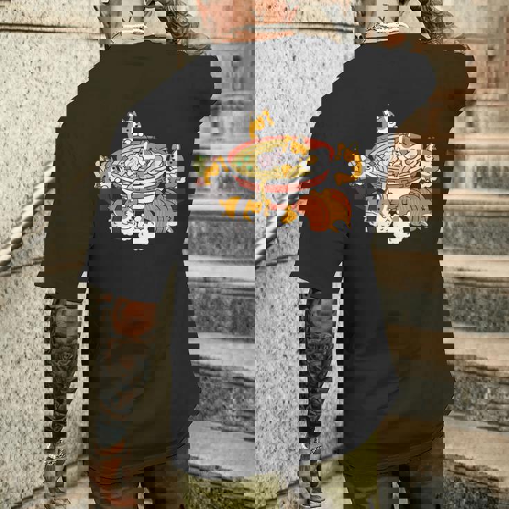 ラーメン寿司ウェルシュ・コーギー・ペンブローク犬 メンズTシャツ バックプリント 彼への贈り物