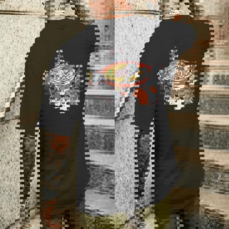 ラーメン寿司チンチラペット メンズTシャツ バックプリント 彼への贈り物