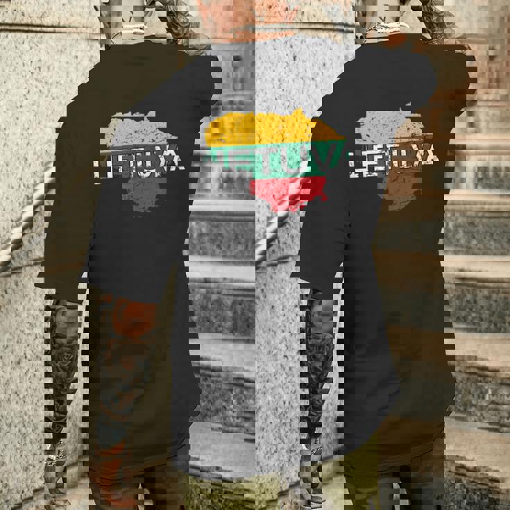 リトアニア国旗 Lietuva アンティーク調 メンズ レディース キッズ メンズTシャツ バックプリント 彼への贈り物