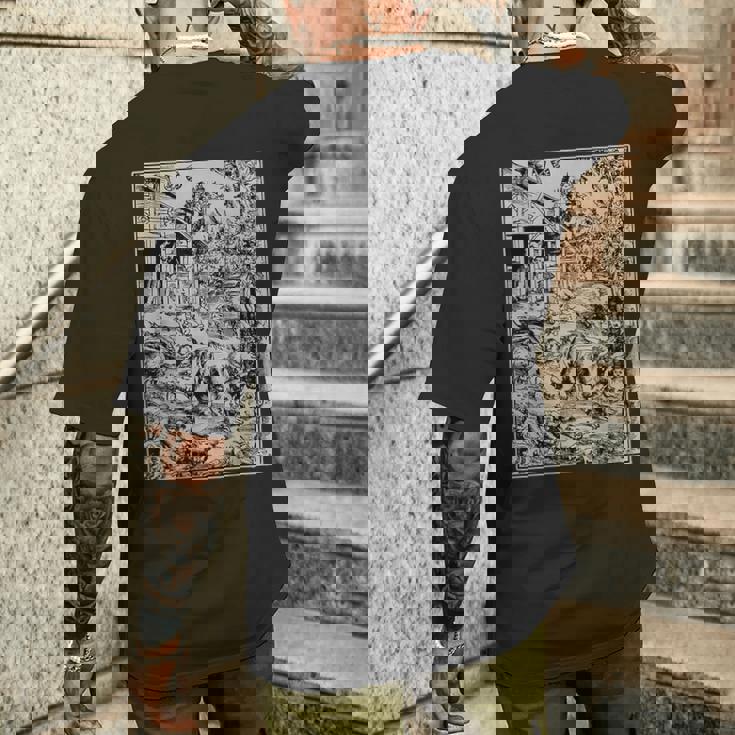 ルーカス・クラナッハによる人狼の攻撃 ゴシック グランジー オカルトアート メンズTシャツ バックプリント 彼への贈り物