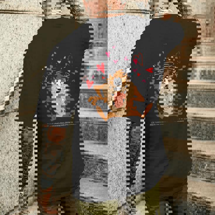 ルーニー・テューンズ タズ スピニング ハート 楽しい メンズTシャツ バックプリント 彼への贈り物