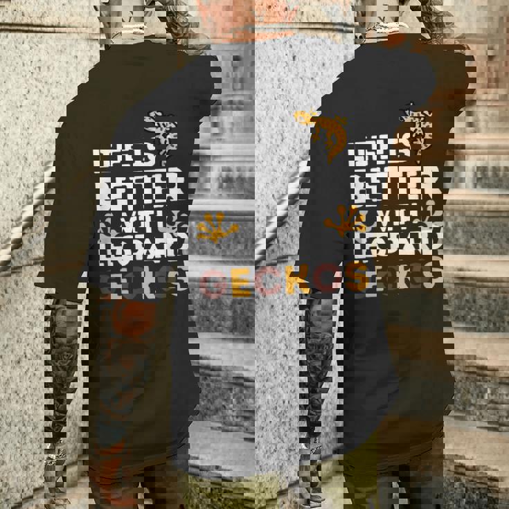 レオパード・ゲッコー愛好家 レオパード・ゲッコーと一緒なら人生はもっと楽しくなる メンズTシャツ バックプリント 彼への贈り物