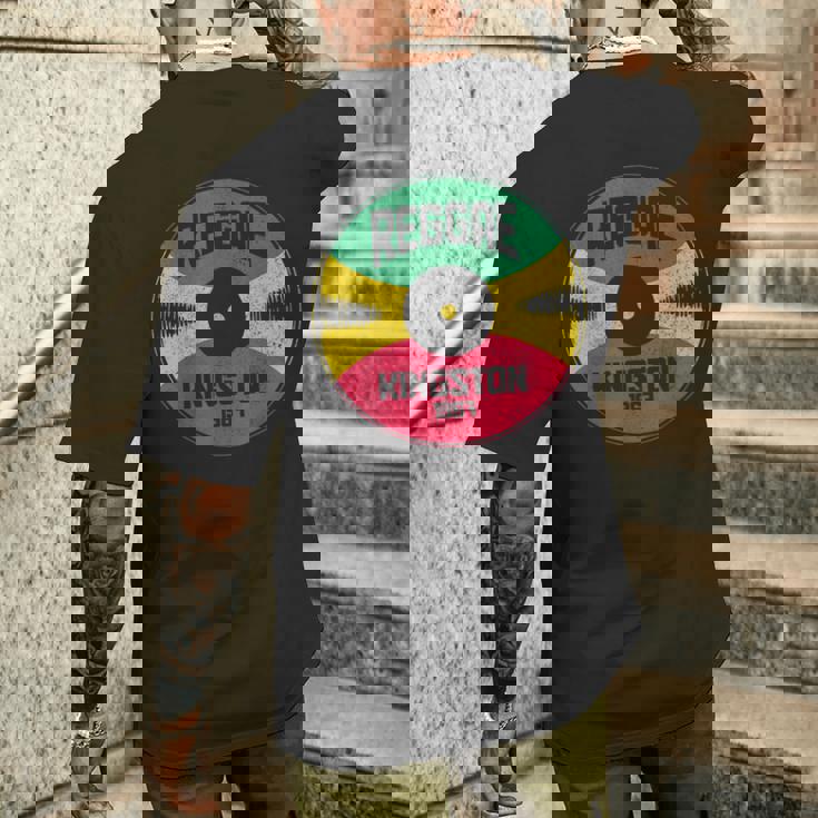 レゲエ ミュージック ビニールレコード キングストン ジャマイカ ヴィンテージ ジャマイカ メンズTシャツ バックプリント 彼への贈り物