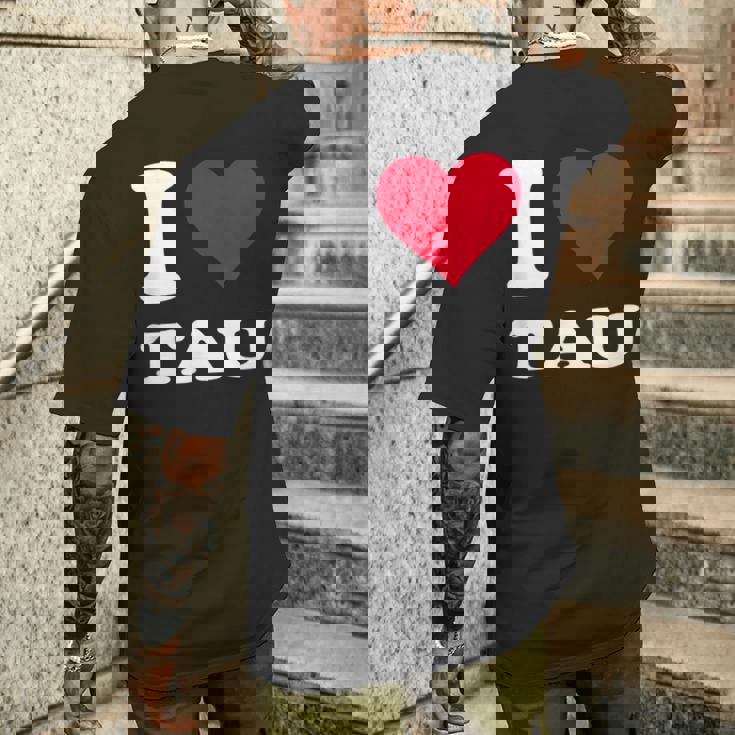 レッドハート I Love Tau メンズTシャツ バックプリント 彼への贈り物