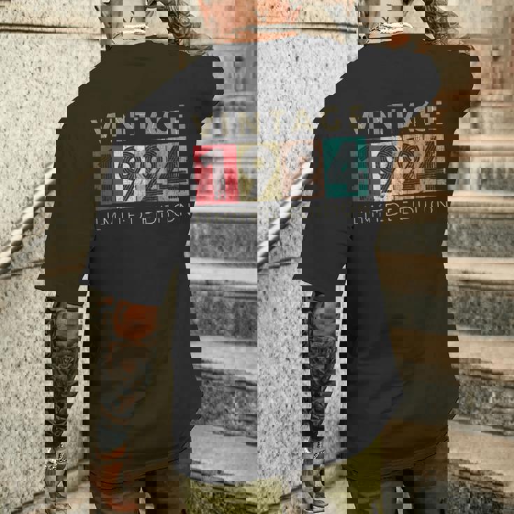 レトロ 99歳 ヴィンテージ 1924 限定版 99歳の誕生日 メンズTシャツ バックプリント 彼への贈り物