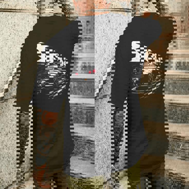 レトロ Jdm 日本語 ドリフト レーシング チューニング カー レジェンド スカイラインr34 メンズTシャツ バックプリント 彼への贈り物