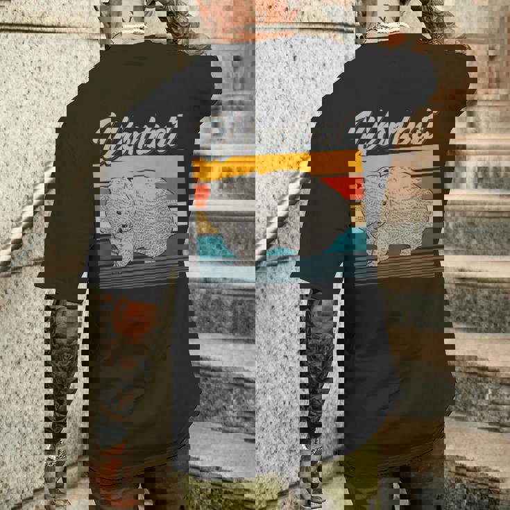 レトロ アウトバック オージー 動物園 キーパー オーストラリア ウォンバット メンズTシャツ バックプリント 彼への贈り物