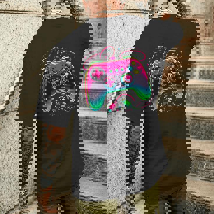 レトロ ゲーミング コントローラー ゲーマー ビデオ ゲーム コントローラー メンズTシャツ バックプリント 彼への贈り物