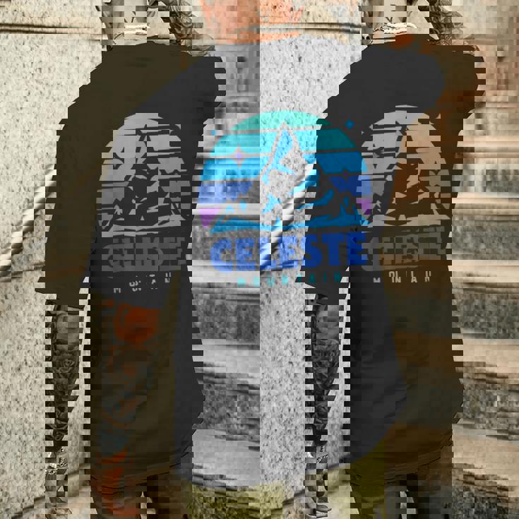 レトロ セレステ ヴィンテージデザイン 山遊び ビデオゲーム メンズTシャツ バックプリント 彼への贈り物