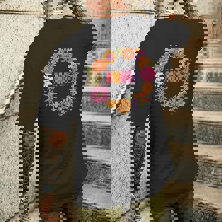 レトロ ボーホー フラワー アモーレ 愛 イタリア語 イタリア 旅行 メンズTシャツ バックプリント 彼への贈り物