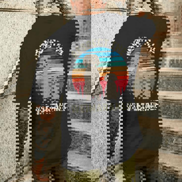 レトロ リスペクト ワイマラナー ヴィンテージ グランジ ワイマラナー 恋人 メンズTシャツ バックプリント 彼への贈り物