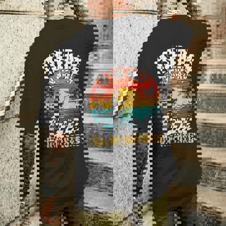 レトロ 釣り療法 メンタルヘルス ストレス解消 フィッシャーマン メンズTシャツ バックプリント 彼への贈り物