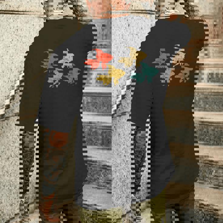 レトロ 魚 金魚 水族館 水 動物 メンズTシャツ バックプリント 彼への贈り物