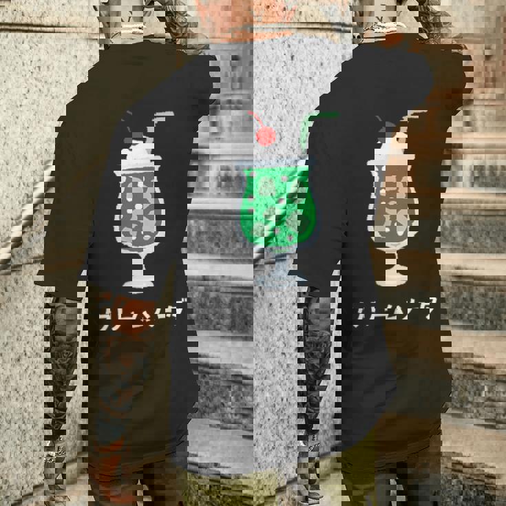 レトロジャパニーズグリーンクリームソーダジュースドリンクジャパン 70年代 80年代 メンズTシャツ バックプリント 彼への贈り物