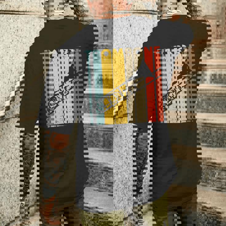 レトロトロンボーン I 吹奏楽部 I ミュージシャン I トロンボーン メンズTシャツ バックプリント 彼への贈り物