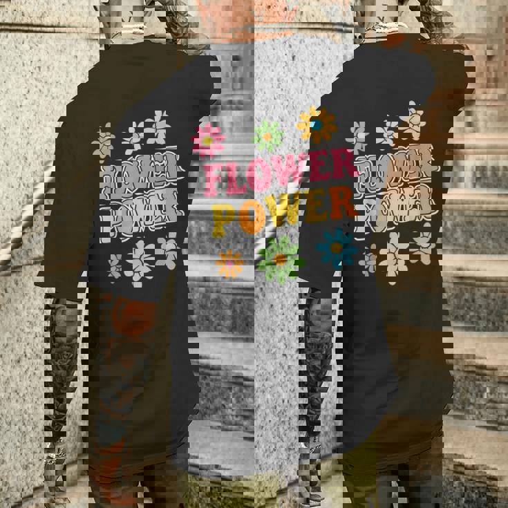 レトロフラワーパワー 60年代 70年代 美的 ヒッピー ボーホースタイル メンズTシャツ バックプリント 彼への贈り物