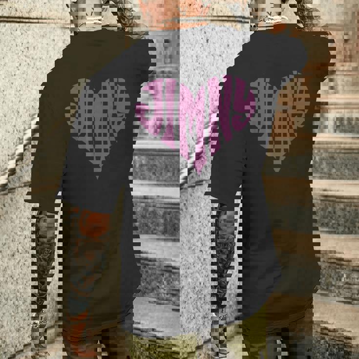 レトロヴィンテージスタイル ラブハートフィット ジムニーパープル メンズTシャツ バックプリント 彼への贈り物