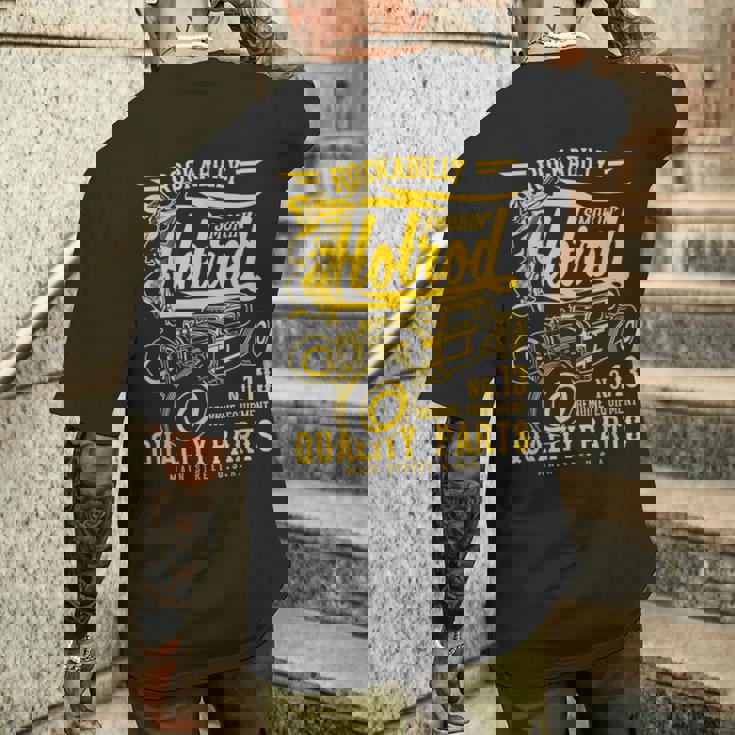 レトロヴィンテージスタイルのホットロッドロカビリーアンティーク調デザイン。 メンズTシャツ バックプリント 彼への贈り物