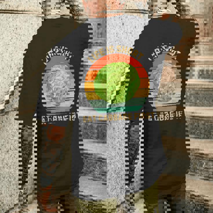 レトロ生活は短い。キャベツはじめてのキャベツ料理好き メンズTシャツ バックプリント 彼への贈り物