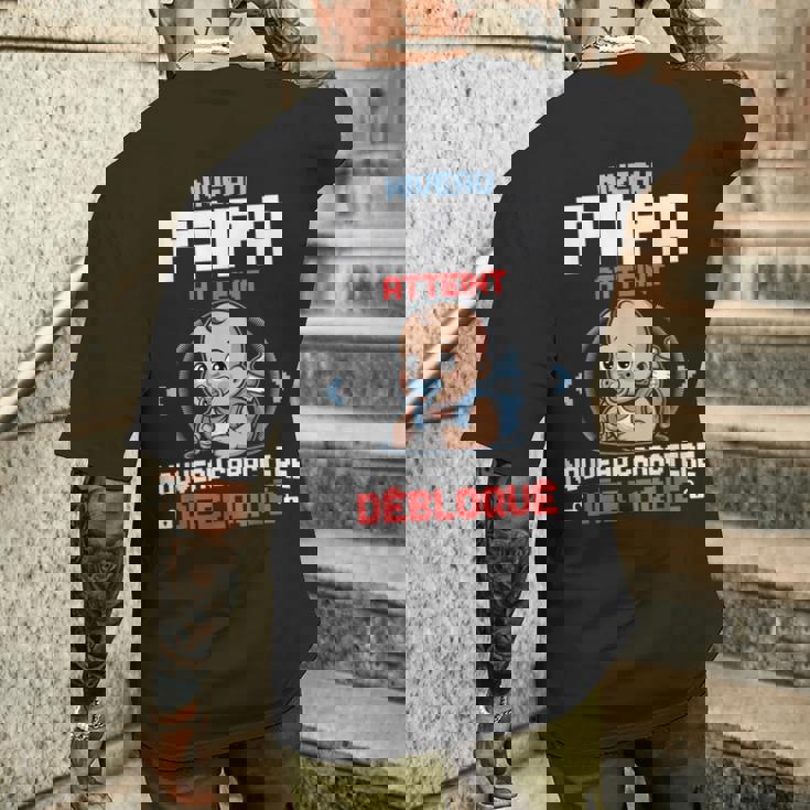 レベル お父さん アンロック 未来 父 息子 アナウンス 妊娠 ゲーマー メンズTシャツ バックプリント 彼への贈り物