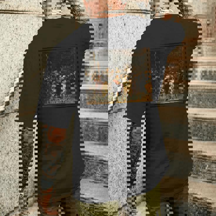 レンブラント、ナイトウォッチ メンズTシャツ バックプリント 彼への贈り物