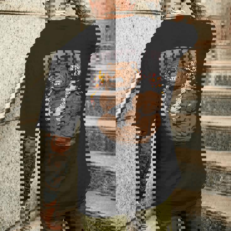 ロシアンベア ジム ストロングベア 動物 ロシア 国立動物 メンズTシャツ バックプリント 彼への贈り物